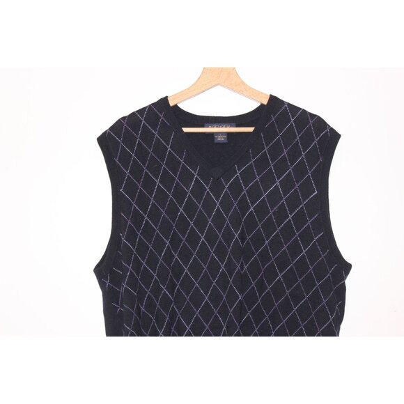 Brooks Brothers Mens Argyle Sleeveless Sweater Vest L 100% Merino Wool Blue - Picture 2 of 8